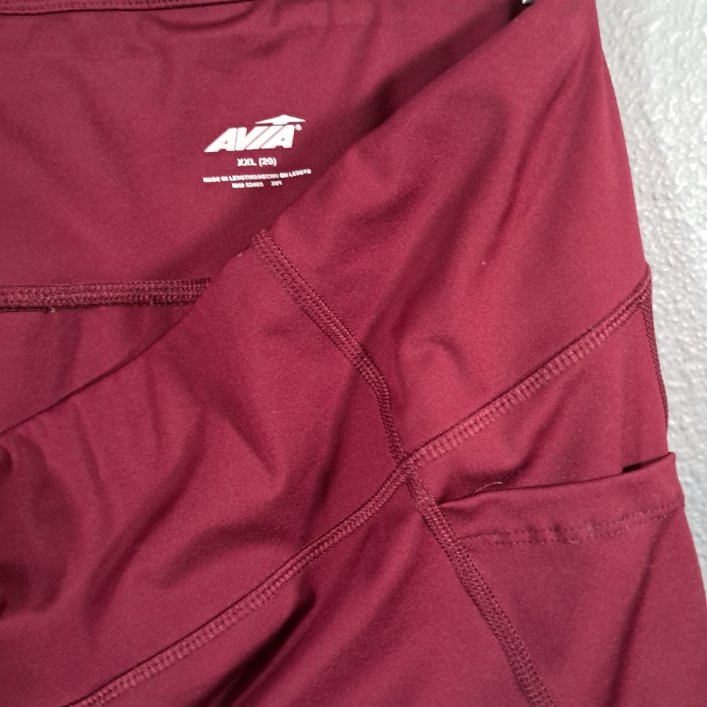 AVIA XXL Burgundy Athletic Leggings | Waist 34" | Double‎ Pockets | Compression - Picture 7 of 9